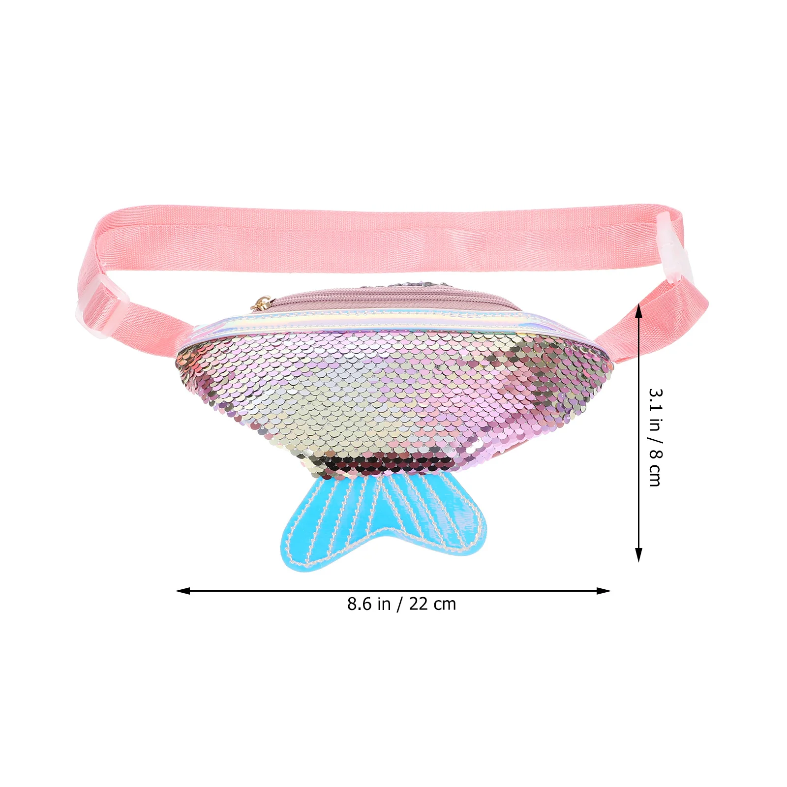 

Fish Tail Sequins Waist Bag Pink Mini Women Crossbody Purse Multifunctional Chest Bag Casual Travel Hiking Sports