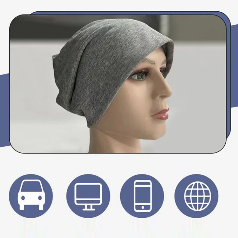 Anti Strahlung Kappe Volle Silber Faser EMF Schutz Hut Elektromagnetische Welle Abschirmung Hüte Unisex RF/Mikrowelle Schützen Mützen – Detail 1