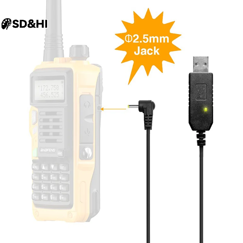 

Walkie Talkie USB Charger Cable For UV-5R UV5R UV-82 3800mAh UV-S9 Plus AR-152 Walkie Talkie Ham Two Way Radio