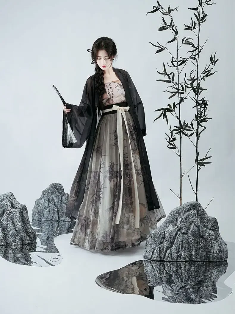 2024 Song Dynastie täglich losen Stil Sommer neue chinesische Abnehmen alten Stil Mode elegante Garn gedruckt Frauen Hanfu Set w670