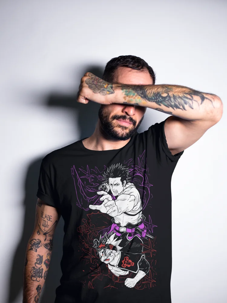 Yami Sukehiro Black clover Asta Yuno T-shirt Girl Gifts Black Shirt All Size