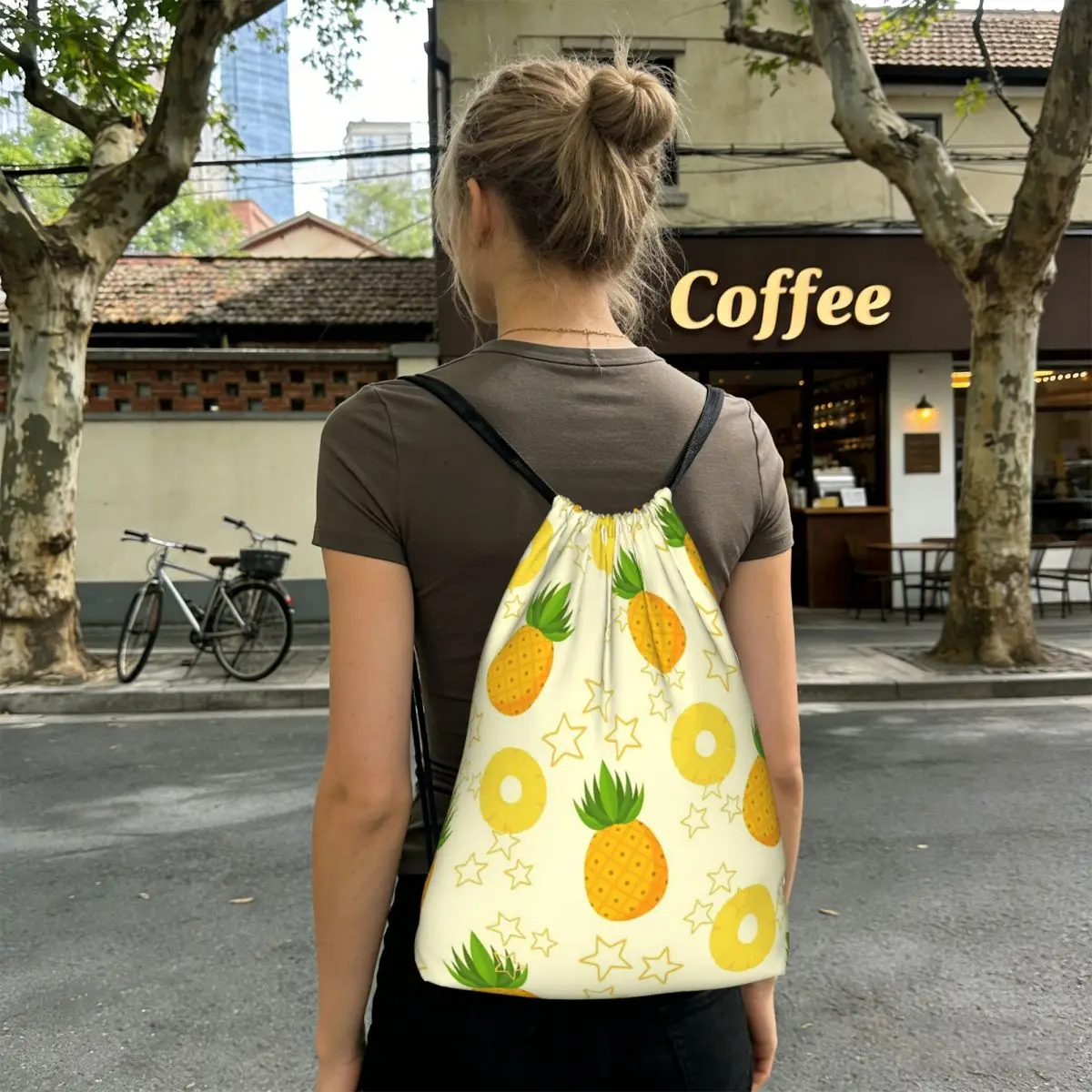 

Рюкзаки с мультяшными фруктами: арбуз, вишня и ананас, повседневные сумки на шнурке, сумки для мелочей, сумки для книг для мужчин и женщин, школьные сумки