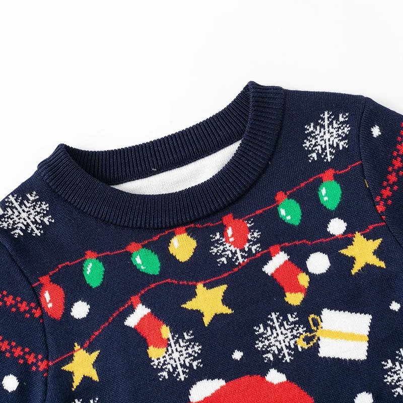الكرتون سانتا كلوز الاطفال تريكو سترة الشتاء البلوز الأطفال طفل الفتيات الفتيان سترة ملابس للحفلات السنة الجديدة هدية الكريسماس
