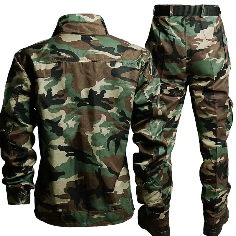 Camo Taktische Sets Männer Herbst Tragen-beständig Jacken + Multi-tasche Cargo Hosen 2Pcs Anzüge Outdoor Training angeln Cargo Set