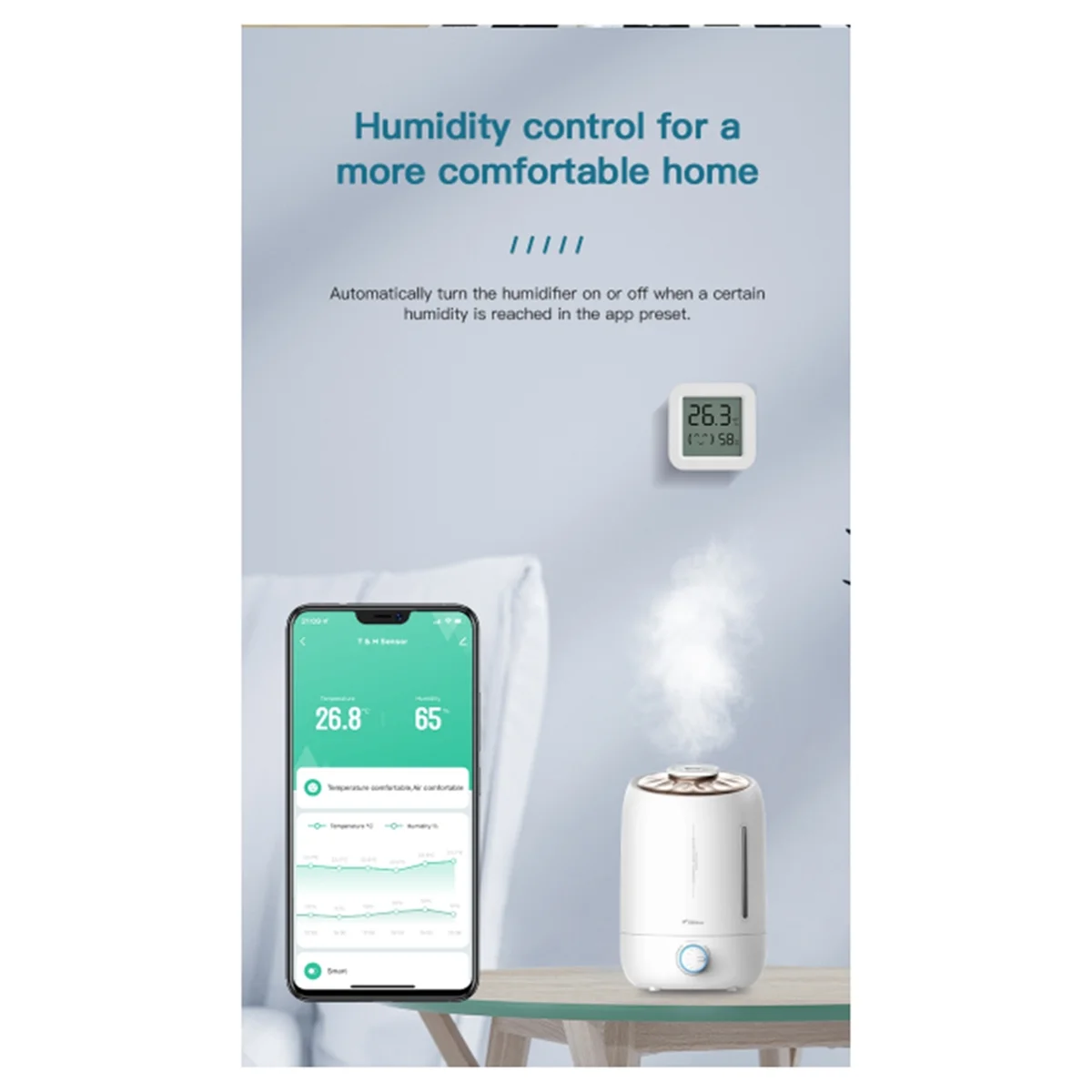 FEB-Tuya Zigbee Temperature Humidity Sensor Mini LCD Digital Display APP Remote Control Thermometer