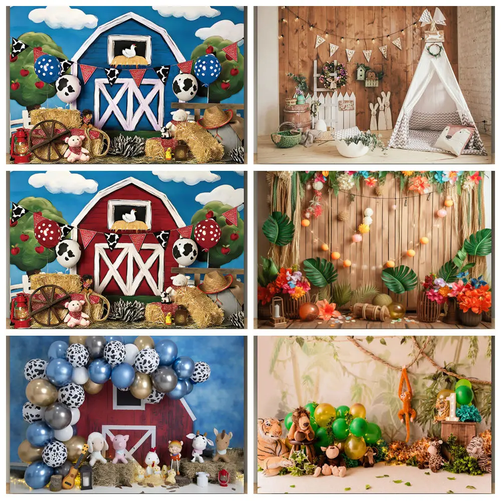 Wild Animal Jungle Birthday Backdrop Banner Baby Shower Party Personalised Photography Background For Photo Studio