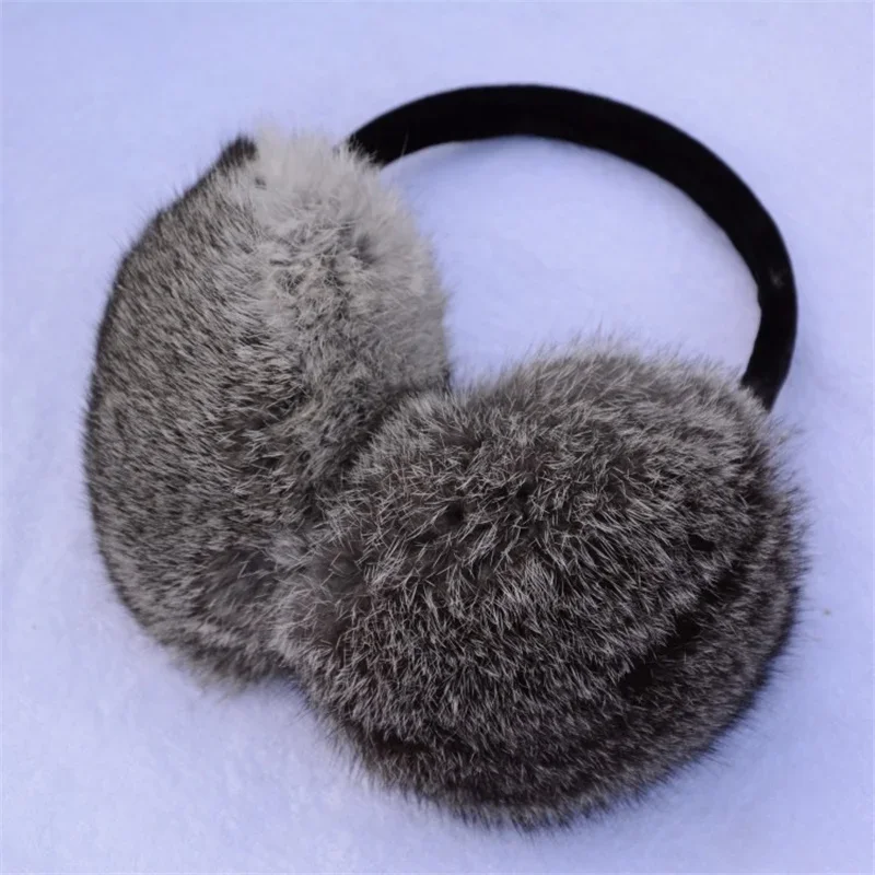 Russian Winter 100% Natural Rex Rabbit Fur Earmuff Men Women Warm Fashion Earflap Plush Fluffy Ear Warm Muffs