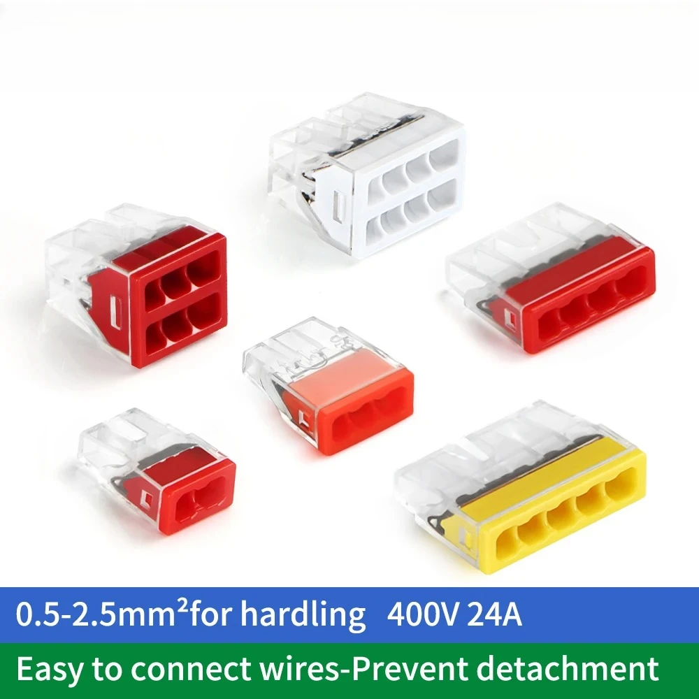 Mini-Schnellverbinder, 2/3/4/5/6/8 Anschlüsse, elektrische Verkabelung, 0,5–2,5 mm2, Edelstahl, einfacher, schneller Einsteckklemmenblock