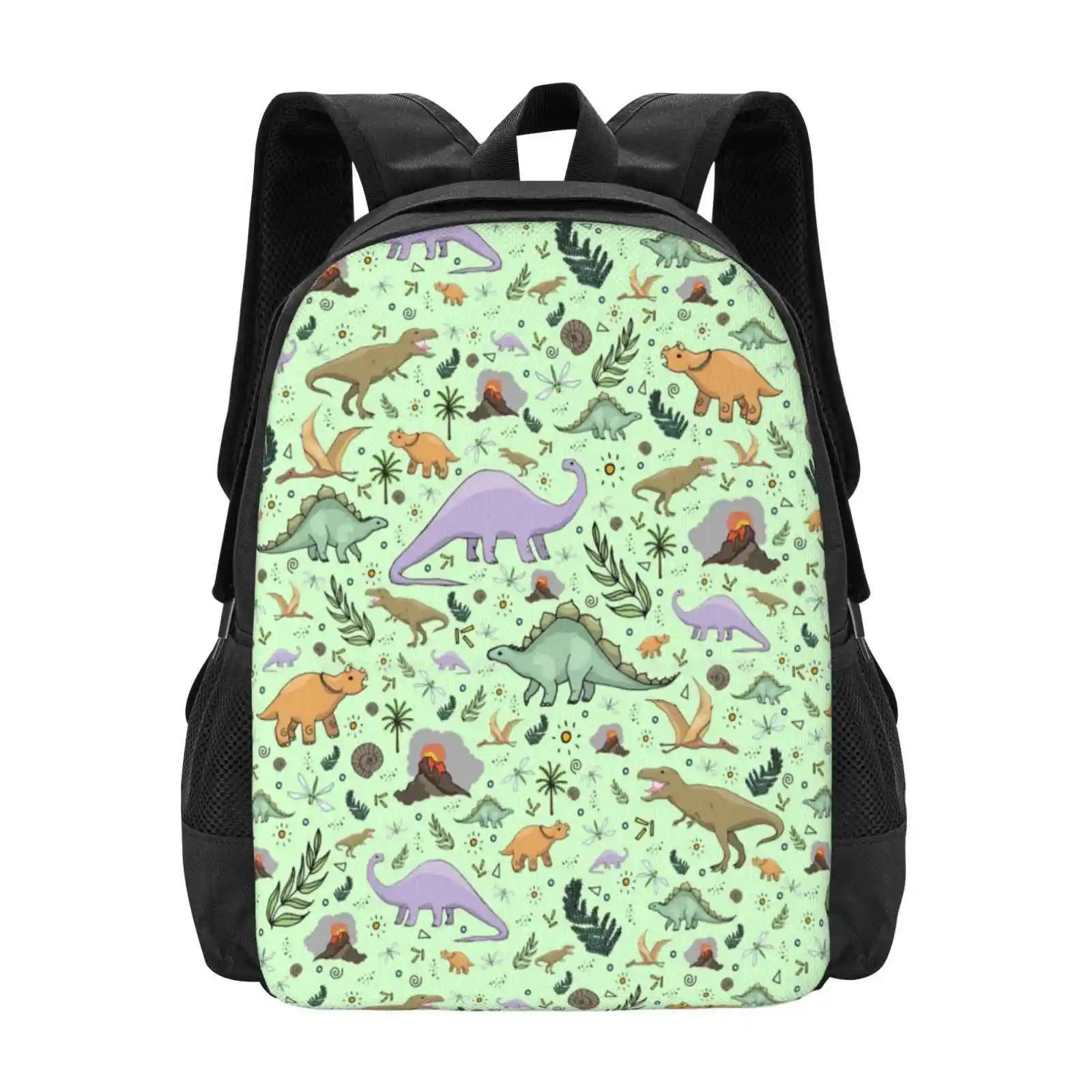 Dinosaurs In Green Backpacks For School Teenagers Girls Travel Bags Dinosaur Pattern Brontosaurus Triceratops Tyrannosaurus T