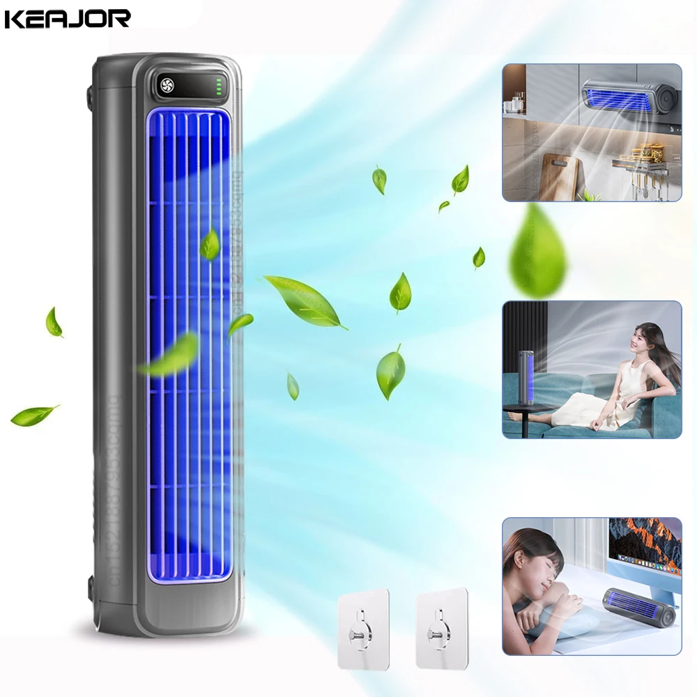 

Electric Tower Fan Bladeless Desktop Wall Fan Rechargeable Portable Standing Air Circulation Cool Fan for Bedroom Office Kitchen