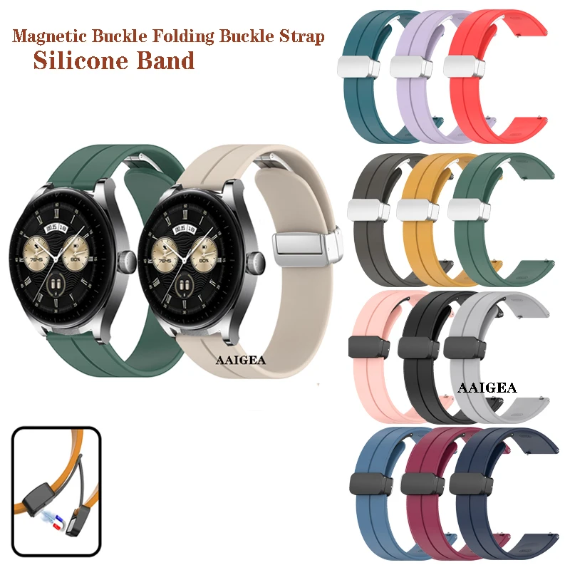 

20mm 22mm Band Silicone Magnetic Buckle Strap For Huawei Watch GT2 GT3 SE Pro GT4 46mm / GT 2 2e 3 42mm 46mm Buds