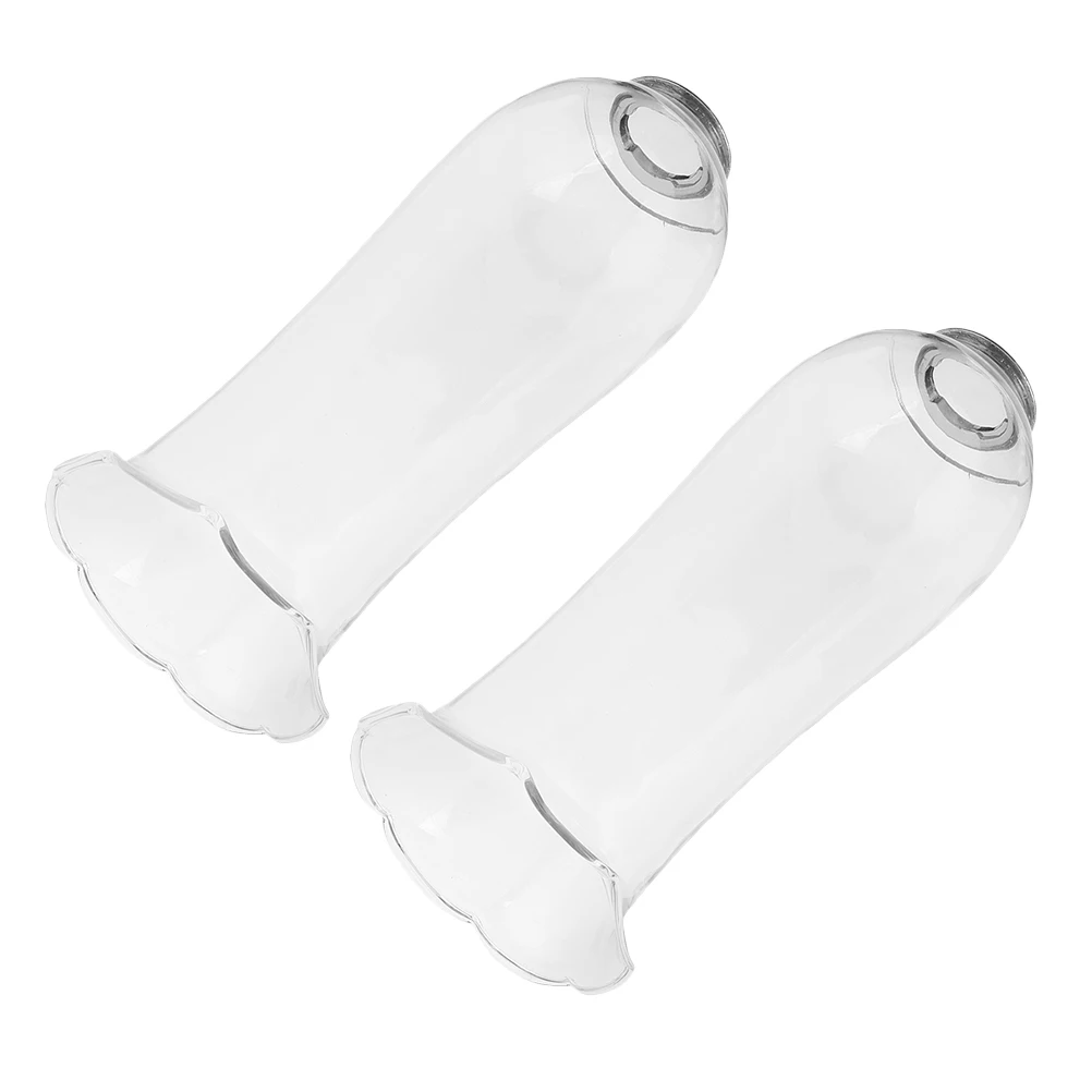 

2Pcs Clear Glass Lamp Cover Hand Blown Windproof Lamp Chimney Vintage Design for Home Restaurant Patio Decor