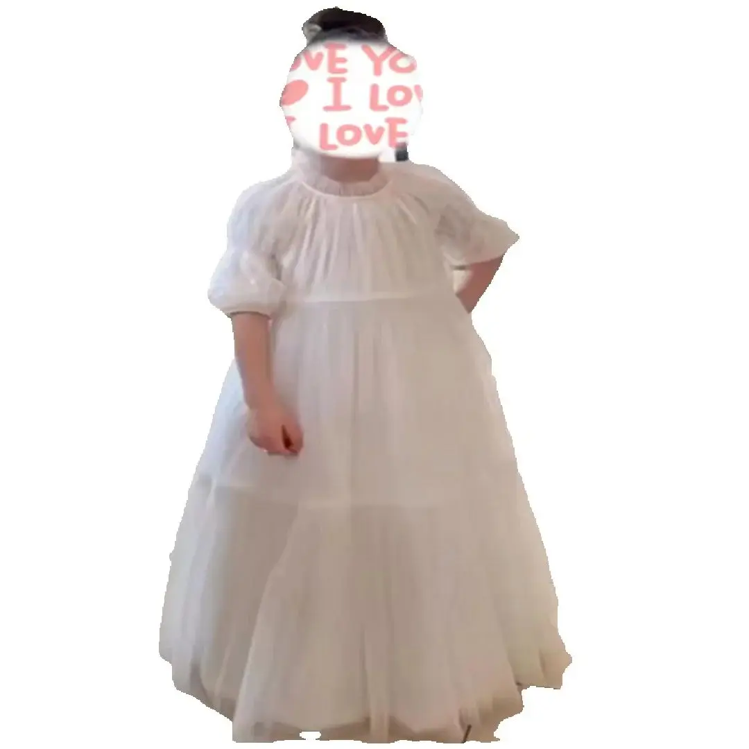 Vestido de niña de flores personalizado, media manga escalonada de tul marfil para boda, fiesta de cumpleaños, banquete, vestidos de comunión