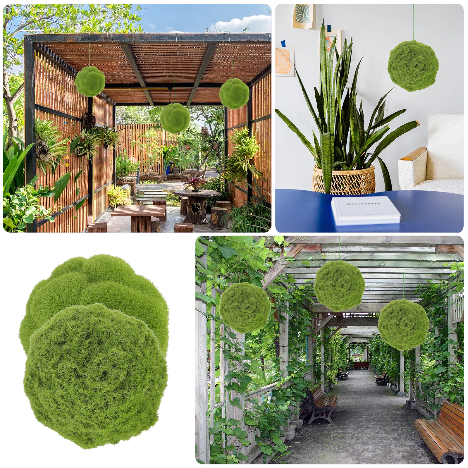

2pcs Simulated Moss Ball Decorations for Home Garden Green Topiary Spheres Fake Plant DIY Window Decor Mall Layout Wedding