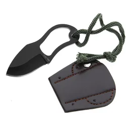 MC Mini-cuchillo recto pequeño de alta dureza para exteriores, herramientas de desembalaje, con cordón de cubierta protectora, para fruta de regalo