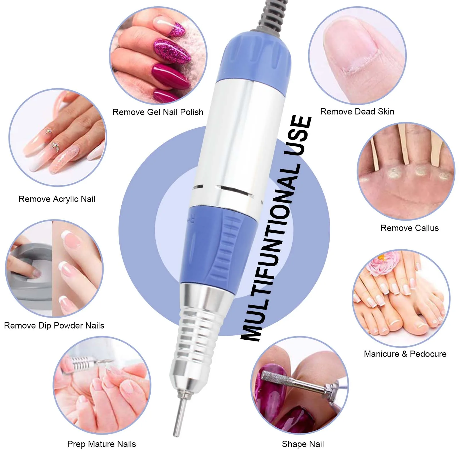 JD700 Electric Nail File: Professional 30000RPM Nail Drill for Acrylic Nails, Jewelry Grinding, and Manicure