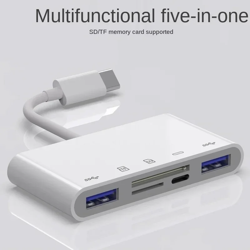 

Мультиадаптер 5 в 1 Type-C USB-разъем Устройство чтения карт TF для ноутбуков Macbook и других устройств USB C