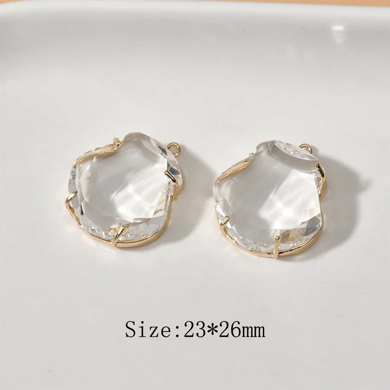2PCS Gold Plated Charm Necklace Pendant Making Supplies Including Rhinestone Charms for Jewelry Making DIY Brass Accessories