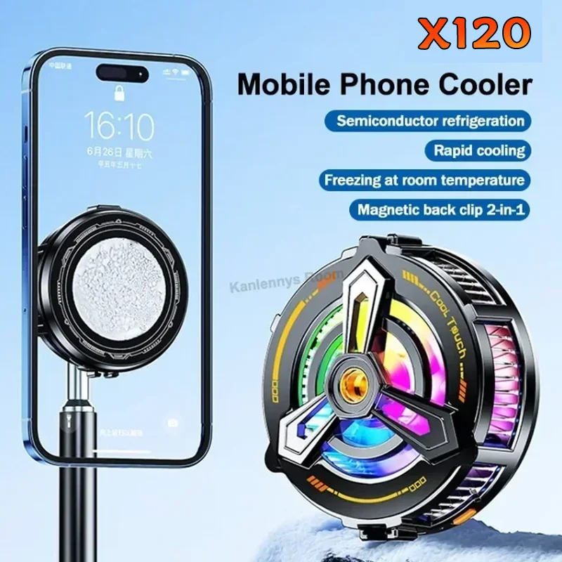X120 الهاتف الخليوي المغناطيسي الخلفي كليب 2in1 أشباه الموصلات تجميد التبريد المبرد ل IOS أندرويد البث المباشر PUBG لعبة برودة