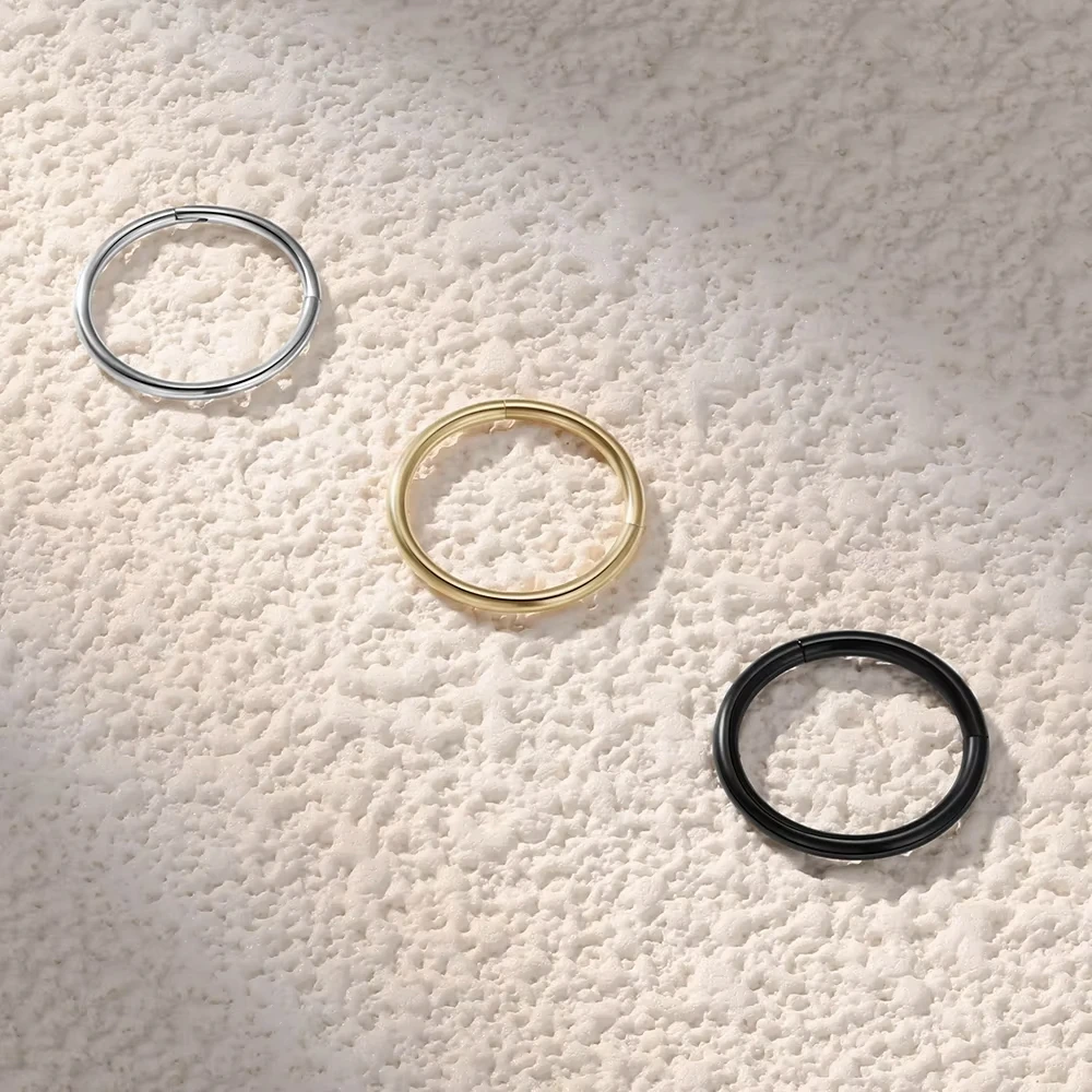 2/6PCS Seamless 316L Stainless Steel Nose Ring for Men Gold Color Hoop Earrings for Women Septum Helix Tragus Piercing Jewelry