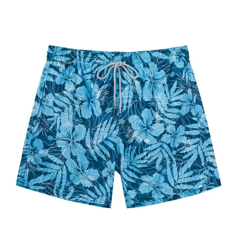 

3D Printed Short Pants For Men Palm Leaf Floral Pattern Board Shorts Summer Hawaiian Casual Loose Quick Dry Sports Swim Trunks