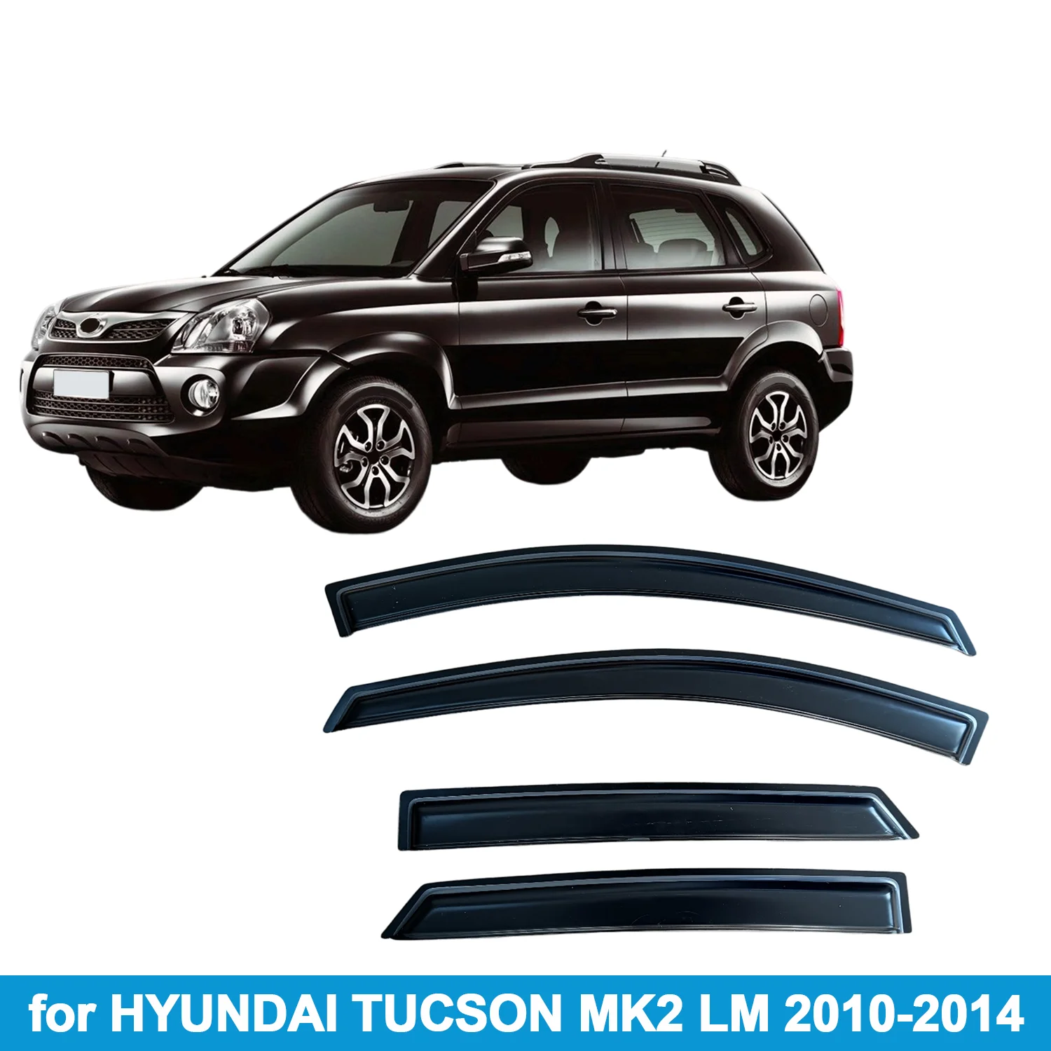 

Дефлекторы окон (ветровики) для HYUNDAI TUCSON MK2 LM 2010-2014, защита от дождя, боковые вентиляционные накладки, внешнее крепление на липучке