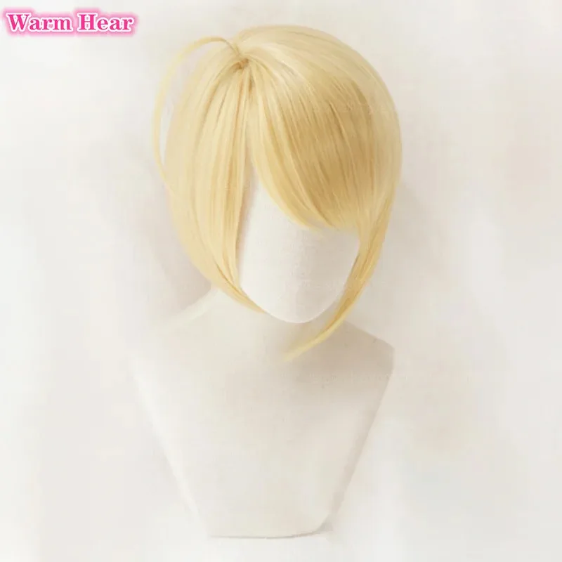 أنيمي Hotori Tadase تأثيري الملوك كرسي قصير الذهبي الأصفر مقاومة للحرارة الاصطناعية خصلات الشعر المستعار + غطاء شعر مستعار