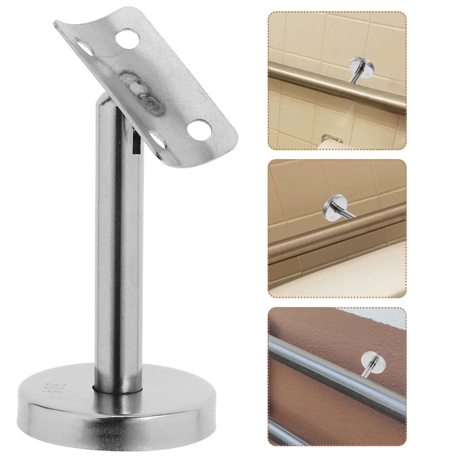 

2Pcs Stainless Steel Straight Handrail Bracket for Stairs Wall Mount Railing Support Heavy Duty Round Hardware