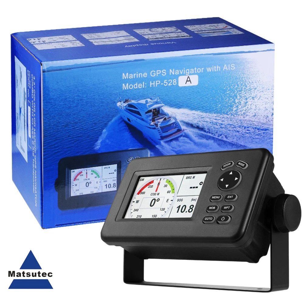 HP-528A 4.3-inch Color LCD Chart Plotter Built-in Class B+ AIS Transponder Combo High Sensitivity Marine GPS Navigator