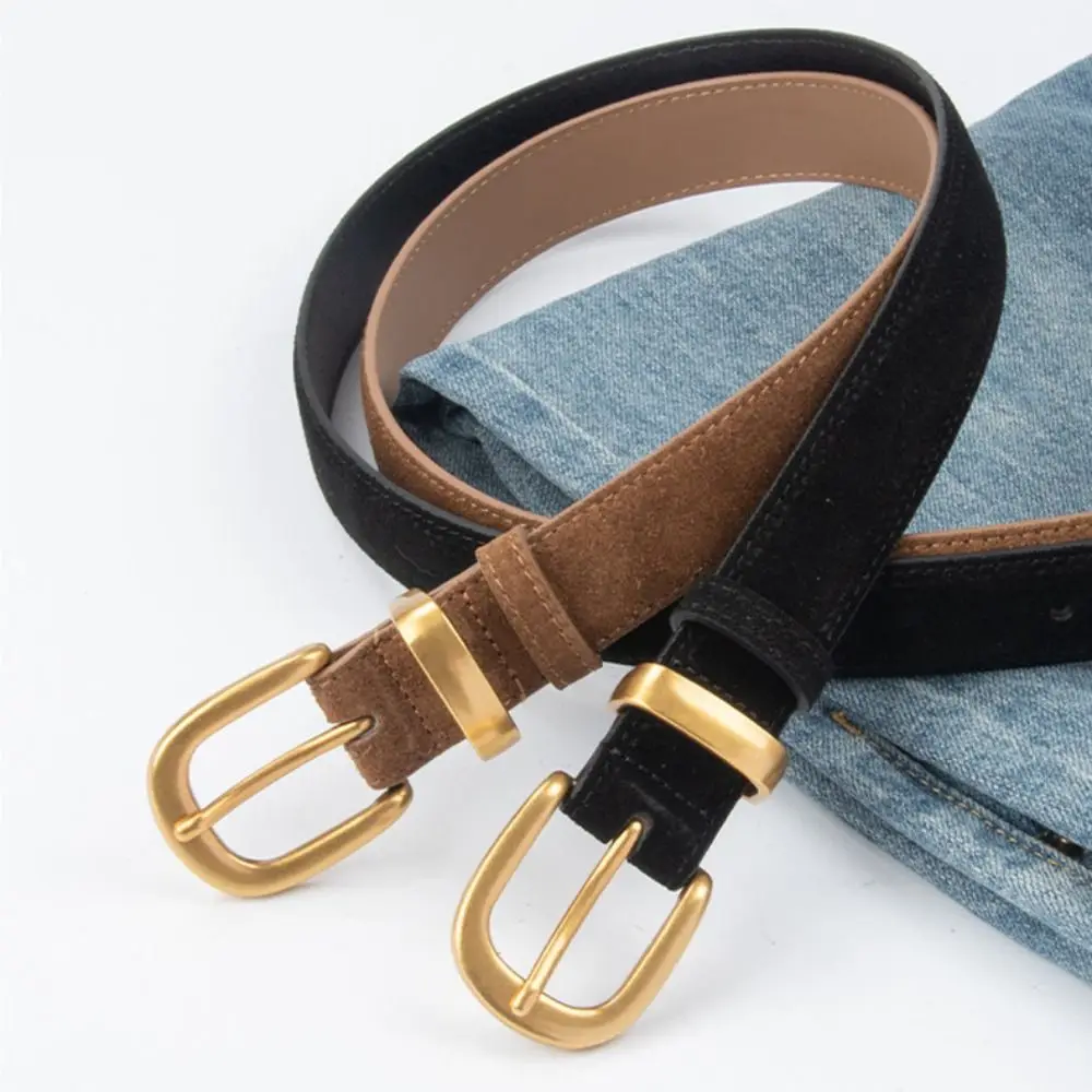 

Gifts Luxury Design Suede Leather Belt Trendy Casual Business Waist Strap Versatile Pin Buckle Waistband