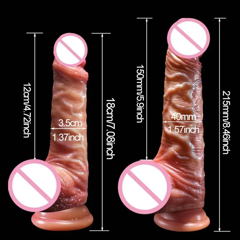 21cm Realistic rubber penis skin strap sliding foreskin testicles vibrator for anal large penis sex toys penis sex toys