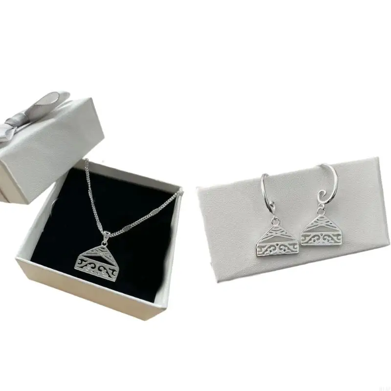 91AF Stylish Art Theme Jewelry Alloy Construction Ethnic Mongolian Yurt Necklace Delicate Pendant Earrings for Any Occasion
