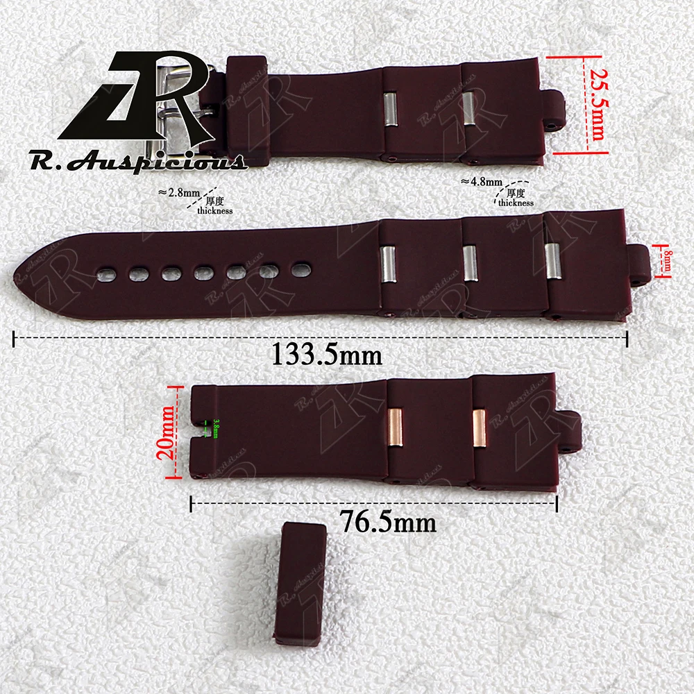 Rubber Watches Accessories for BVLGARI/Bulgari Watch Strap 25*8mm Silicone Convex Belt Men Black Pin Buckle Waterproof Watchband