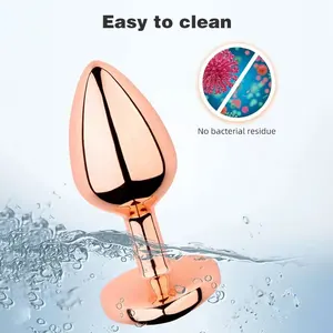 Rose gold Pink Bentuk Hati Kristal Logam anal beads butt plug Pijat Prostat Produk Gay Dewasa mainan seks untuk Wanita Pria 8 manik-manik anal penjualan terbaik besar - №