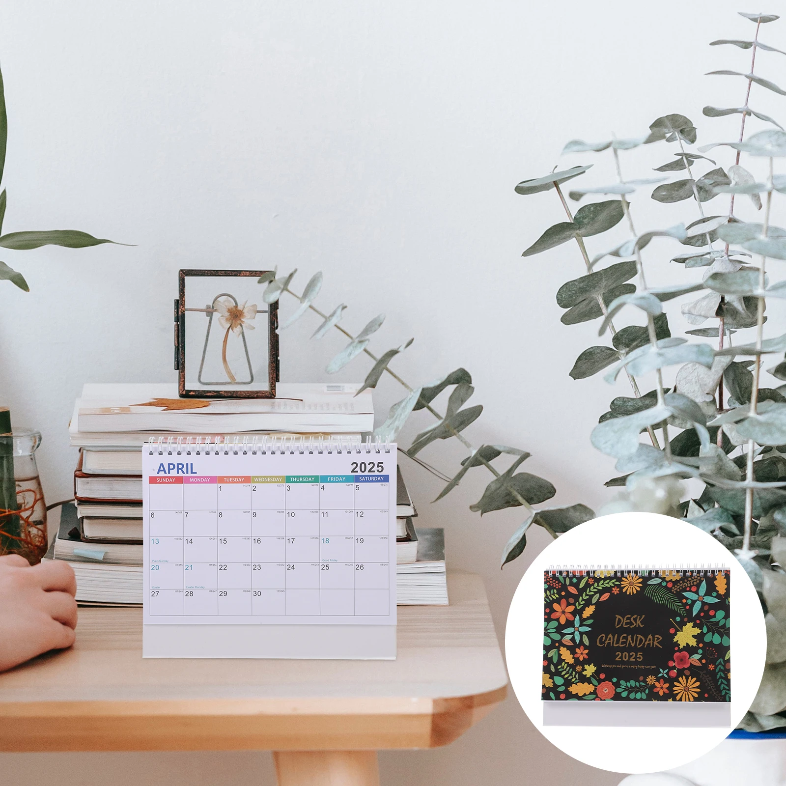 

2025 Desktop Calendar Monthly Planner Spiral Binding Large Writing Space Elegant Design Office Use Table Calendars