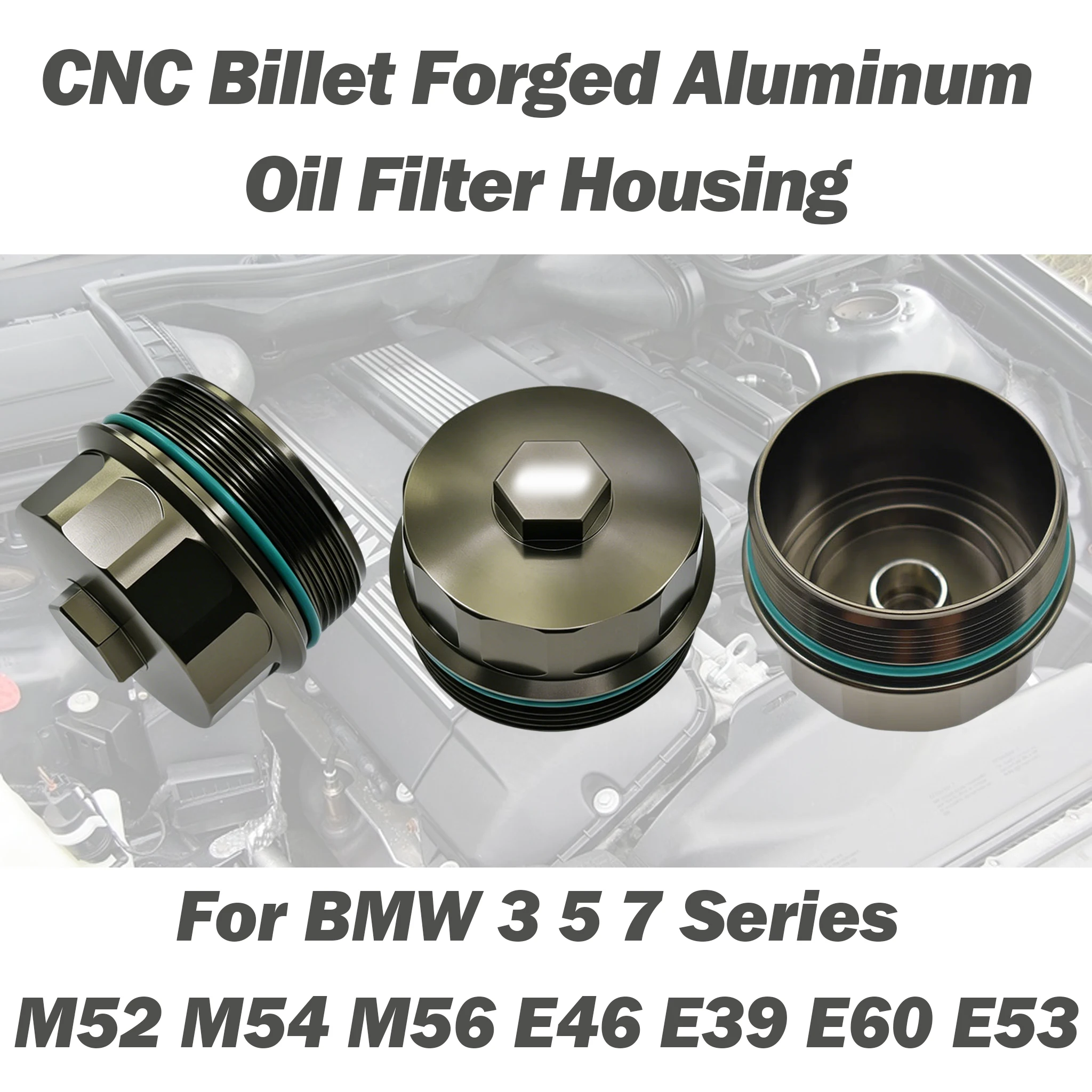 

For BMW 3 5 7 Series M52 M54 M56 E46 E39 E60 E53 Oil Filter Housing Upgrade CNC Billet Forged Aluminum