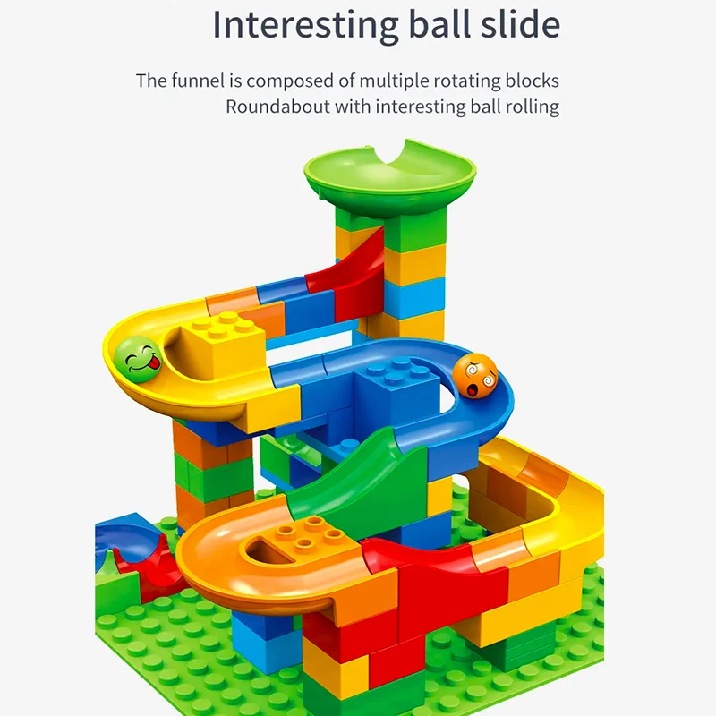 504PCS  DIY Assembly Bricks Marble Race Run Block Big Size Building Blocks Plastic Funnel Slide Educational Toys For Children