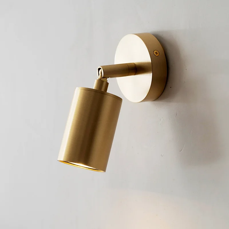 Vintage All-copper GU10 LED Wall Lamp Rotatable Bedroom Bedside Light Retro Indoor Adjustable Angle Brass Mini Reading Spotlight