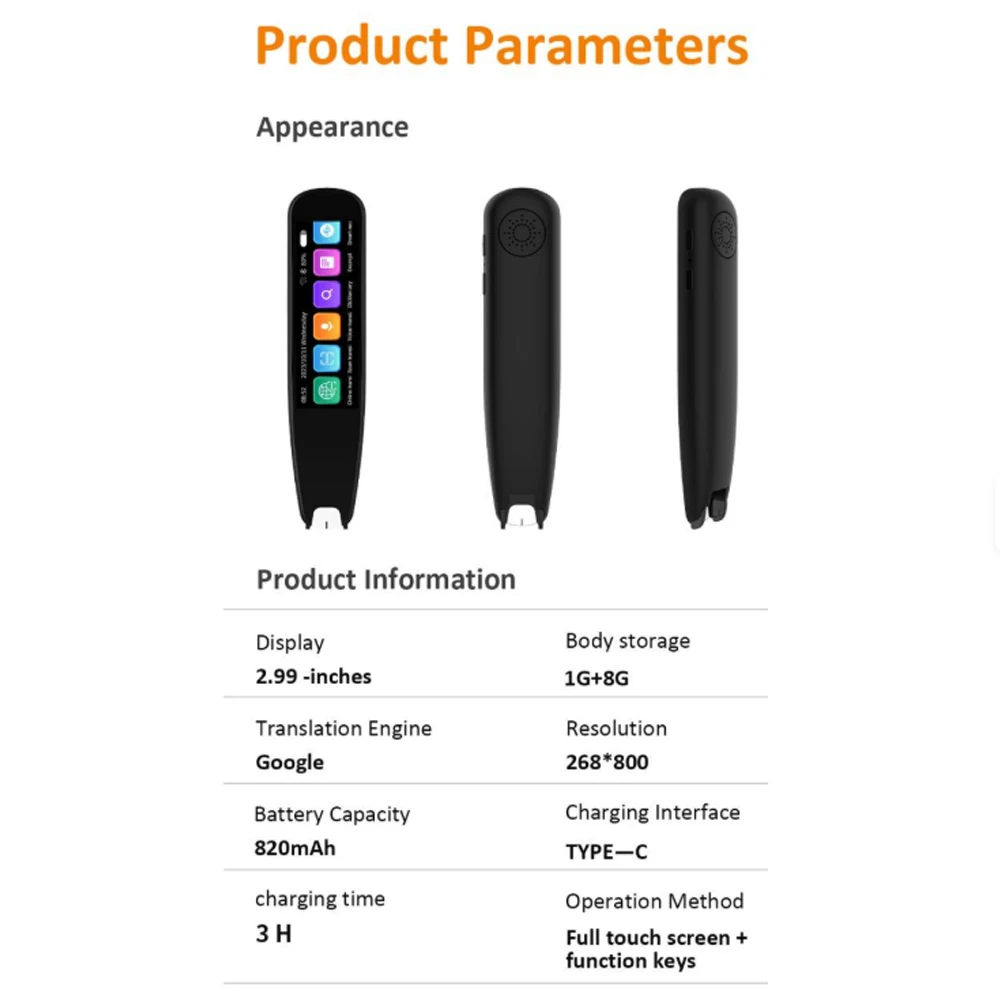 S6PRO AI ChatGPT Translator pen with automatic speech recognition 142 languages Color display suitable for children to read