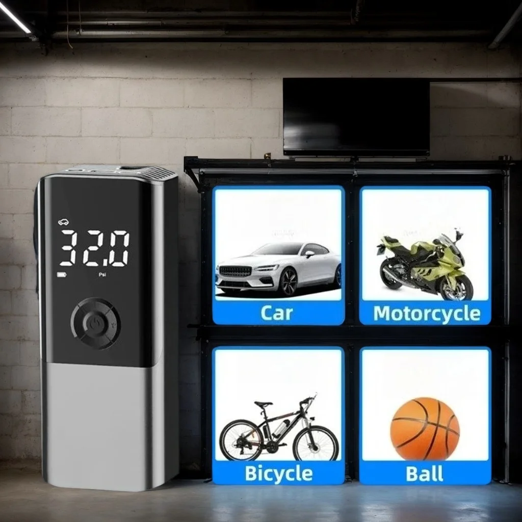 

Portable Wireless Car Tire Inflator - Electric Air Compressor for Vehicles & Bikes