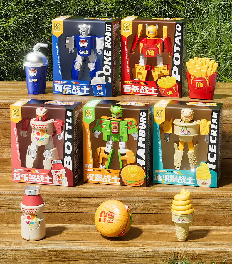 Children's Transforming Robot Creative Model Toy Simulated Food Burger French Fries Plaything Educational Fun