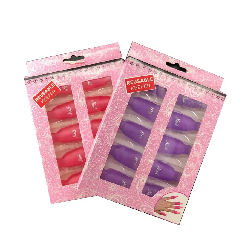 10개/박스 플라스틱 쏙 오프 캡 네일 클립 UV 젤 폴리쉬 리무버 랩 도구 유체, 바니쉬 제거용 매니큐어 도구