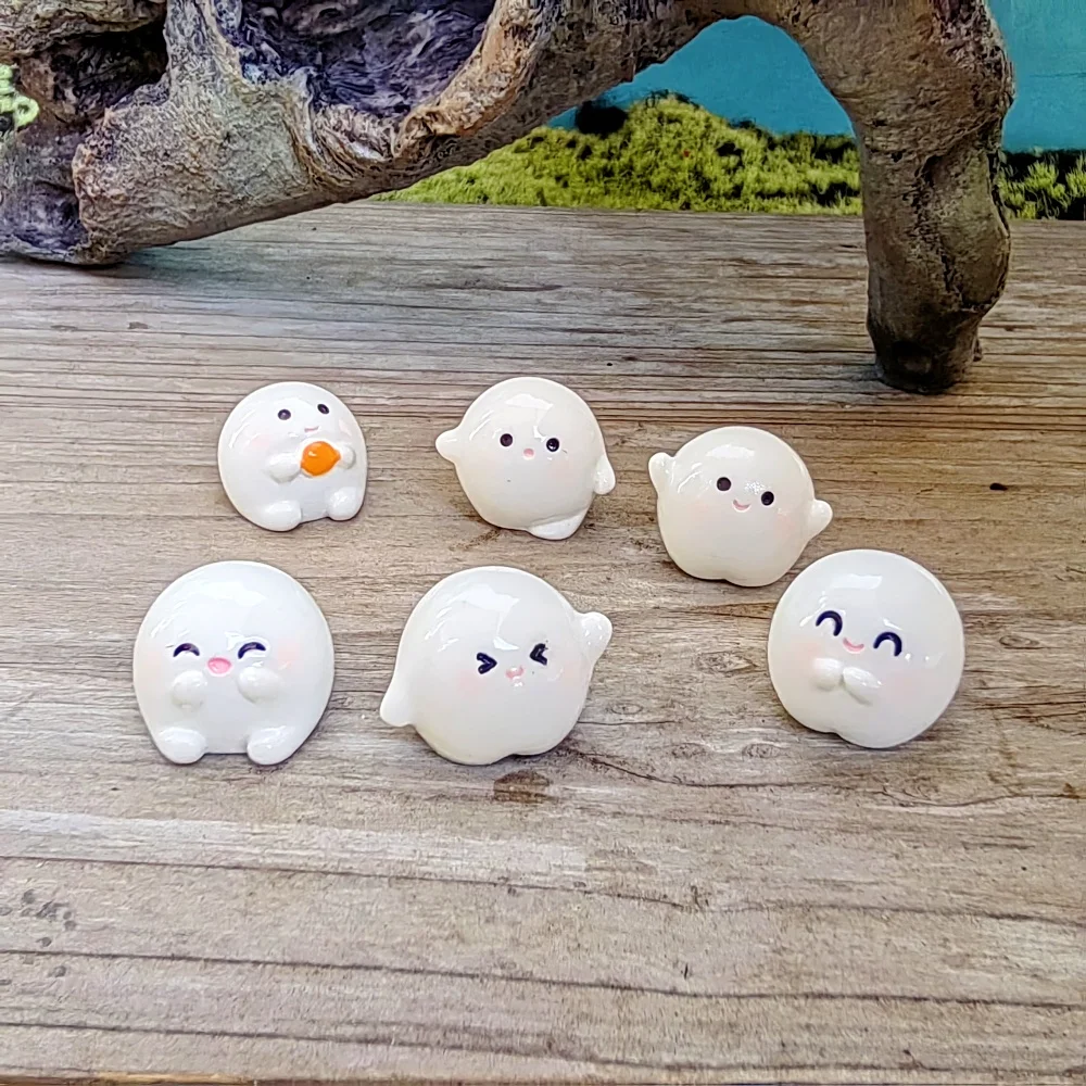 6 قطعة مضحك لطيف مستدير الأبيض قزم الراتنج الحرفية مصغرة الشكل صغيرة ل بونساي Microlandscape الجنية حديقة ديكور