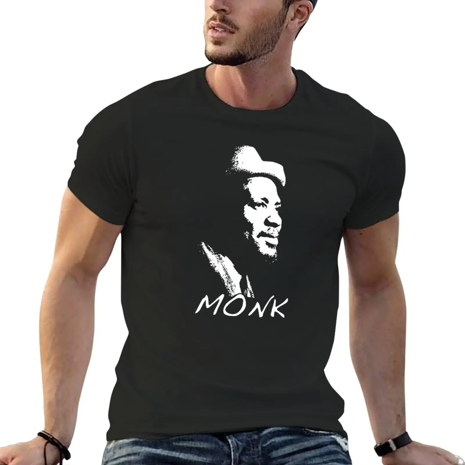 New The Pianist Thelonious Monk T-Shirt heavyweight t shirts sweat shirt korean fashion mens t shirt  oversized t shirt