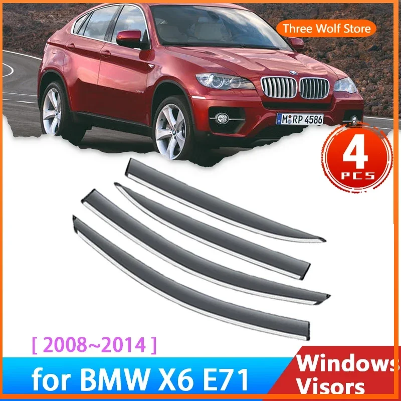 Déflecteurs pour BMW X6 E71 2008 ~ 2014, accessoires de pare-brise de voiture, visière de fenêtre latérale, garniture de pluie, sourcils, soleil, vent 2011 2010 2009