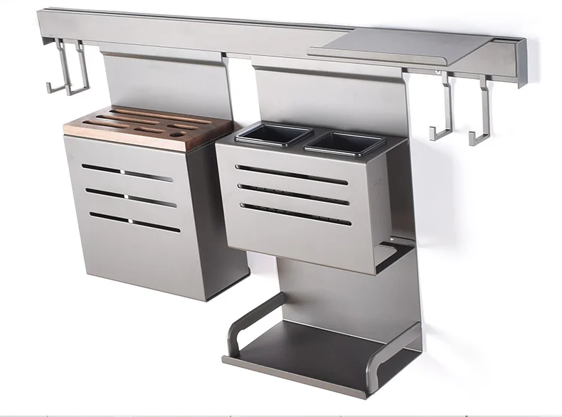 

Black Space Aluminum Wall Kitchen Shelf Kitchen Bathroom Rod Set