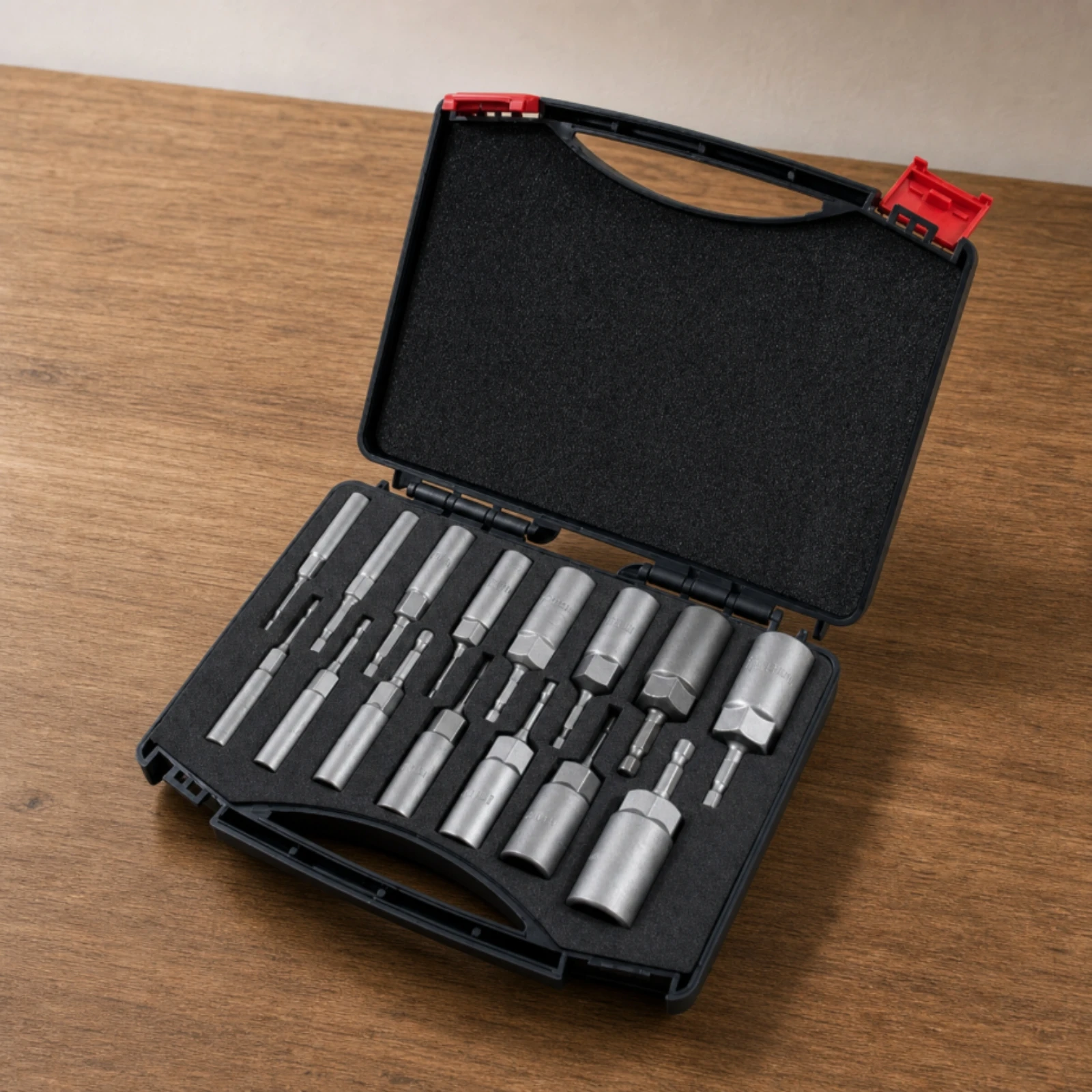 15 Pieces Fastening Socket Kit with Hard Case Portable Drill-Compatible Hex Shank Socket Set for Mechanics, Workshop Repairs
