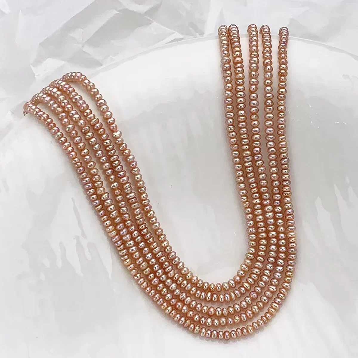 3-3.5mm4A Freeform Elegance Natural Freshwater Purple Pearl Round Flat Bead Women Jewelry Make DIY Necklace Bracelet Accessories