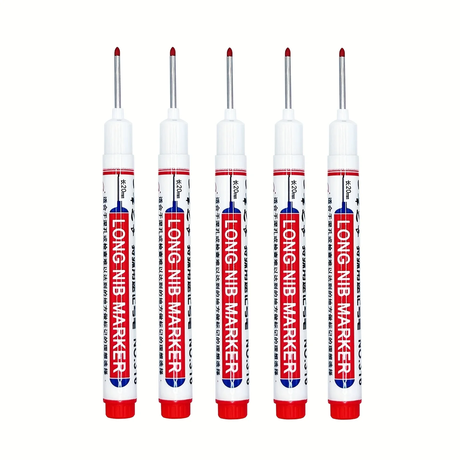 5-15 stuks 20mm Diepe Gat Lange Punt Markeringen Voor Metaal Perforeren Pen Waterdicht Badkamer Houtbewerking Decoratie Multifunctioneel