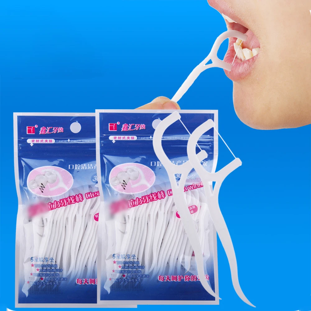 Disposable Toothpicks Dental Floss Sticks Cleaning Dental Floss Interdental Brush Tooth Stick Oral Health Cleaning Dental